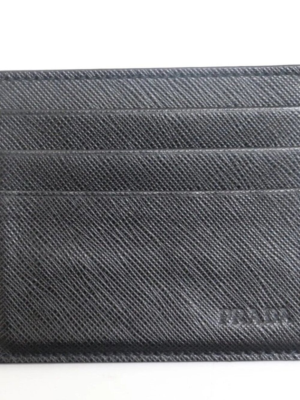 Prada Logo Card Holder Saffiano Leather Black 164